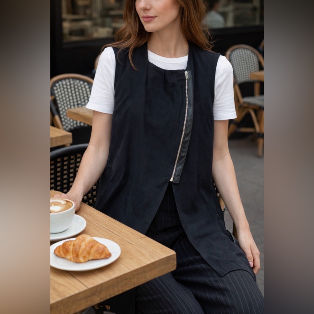 Elaine Kim Leather Trim Vest